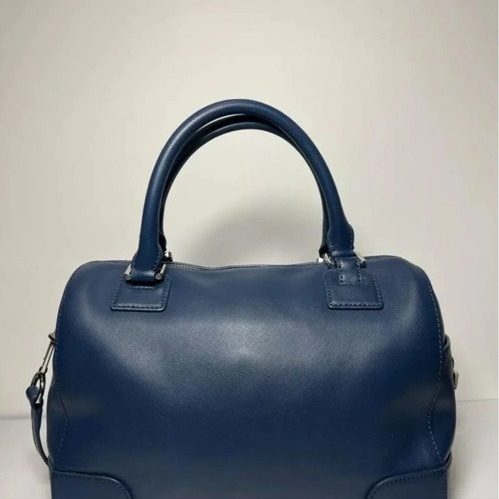 Tory Burch Hudson Bay Blue Leather Gold Hardware NWT - Picture 12 of 14